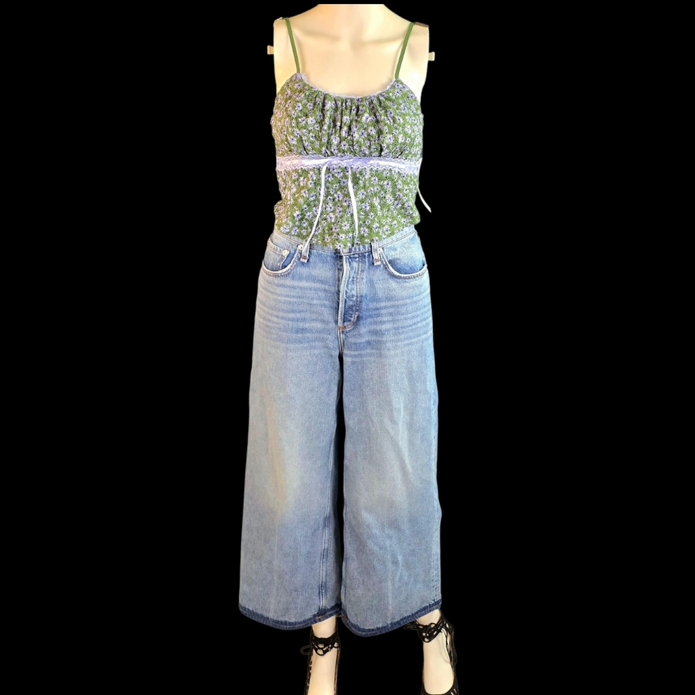 Rag & Bone Ruth Super High Rise Ankle Wide Leg Contrast Hem Jeans 25 - Picture 7 of 14